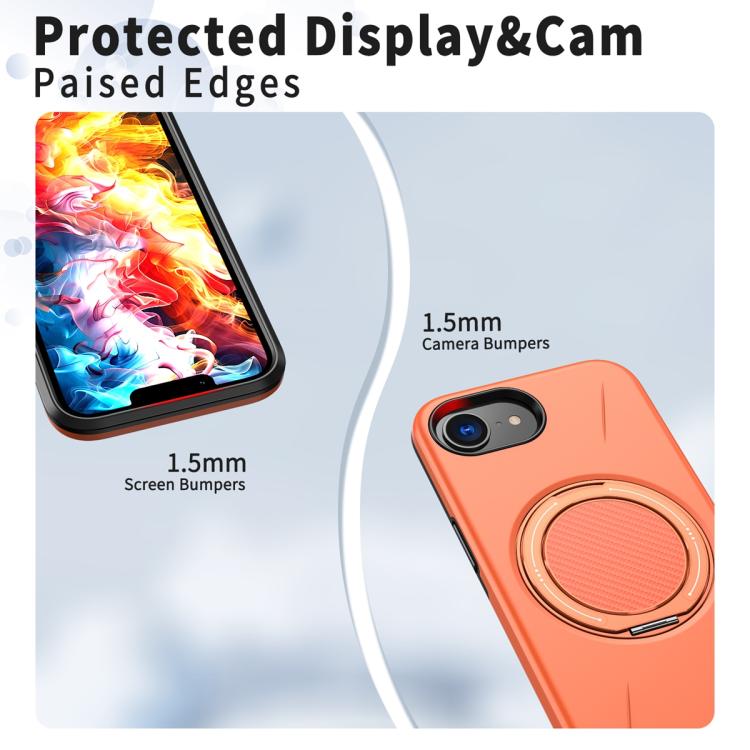 For iPhone 17e / 16e Metal Rotation Holder MagSafe TPU Hybrid PC Phone Case