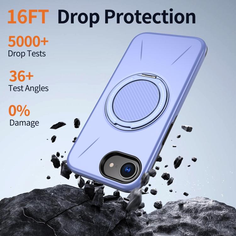 For iPhone 17e / 16e Metal Rotation Holder MagSafe TPU Hybrid PC Phone Case
