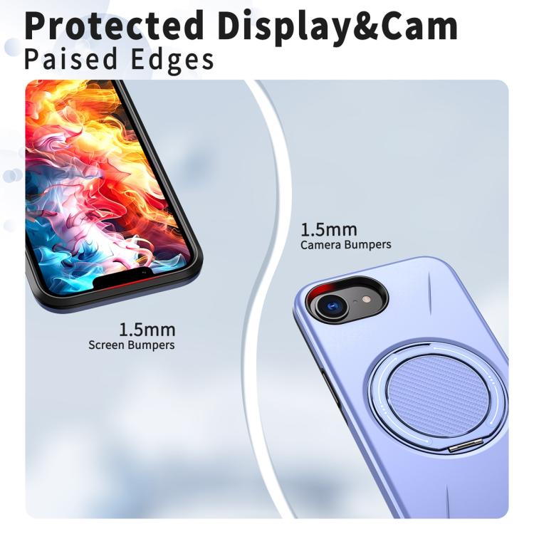 For iPhone 17e / 16e Metal Rotation Holder MagSafe TPU Hybrid PC Phone Case