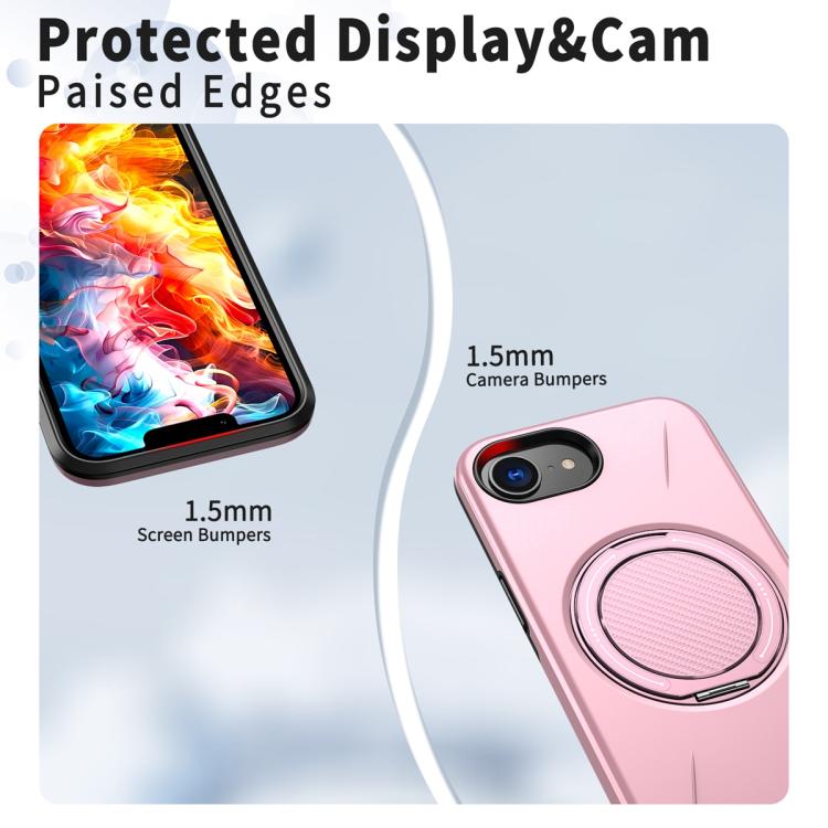 For iPhone 17e / 16e Metal Rotation Holder MagSafe TPU Hybrid PC Phone Case