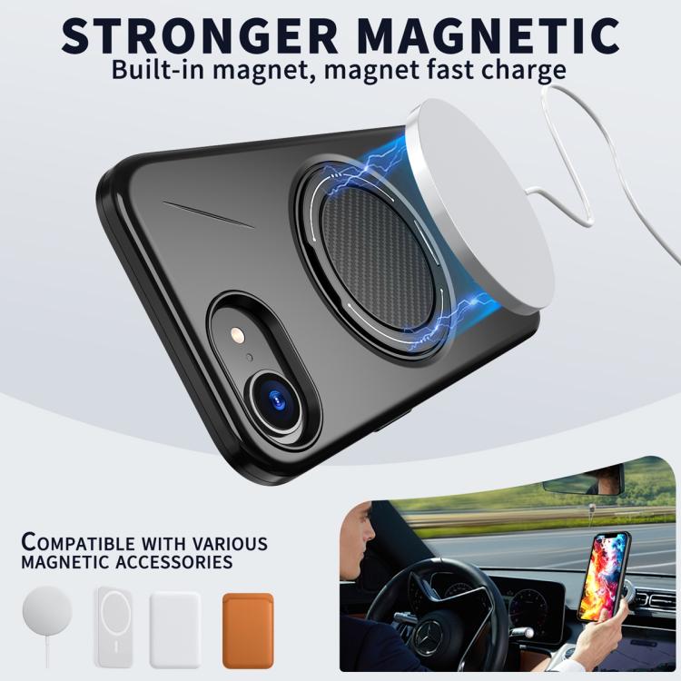 For iPhone 17e / 16e Metal Rotation Holder MagSafe TPU Hybrid PC Phone Case