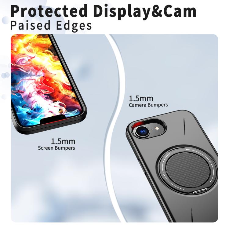 For iPhone 17e / 16e Metal Rotation Holder MagSafe TPU Hybrid PC Phone Case