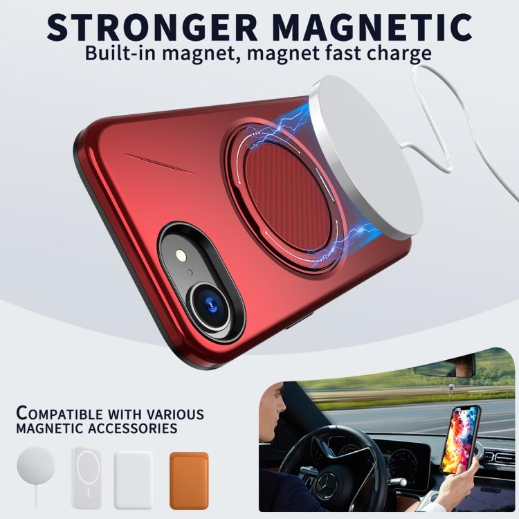 For iPhone 17e / 16e Metal Rotation Holder MagSafe TPU Hybrid PC Phone Case