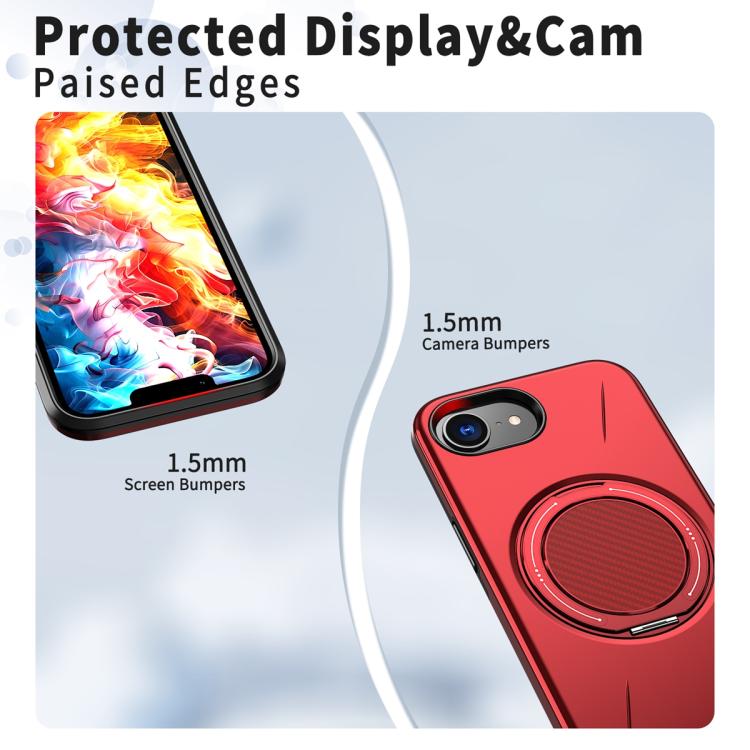 For iPhone 17e / 16e Metal Rotation Holder MagSafe TPU Hybrid PC Phone Case