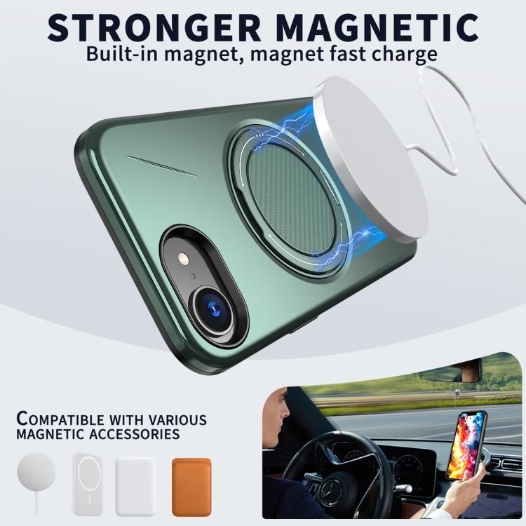 For iPhone 17e / 16e Metal Rotation Holder MagSafe TPU Hybrid PC Phone Case