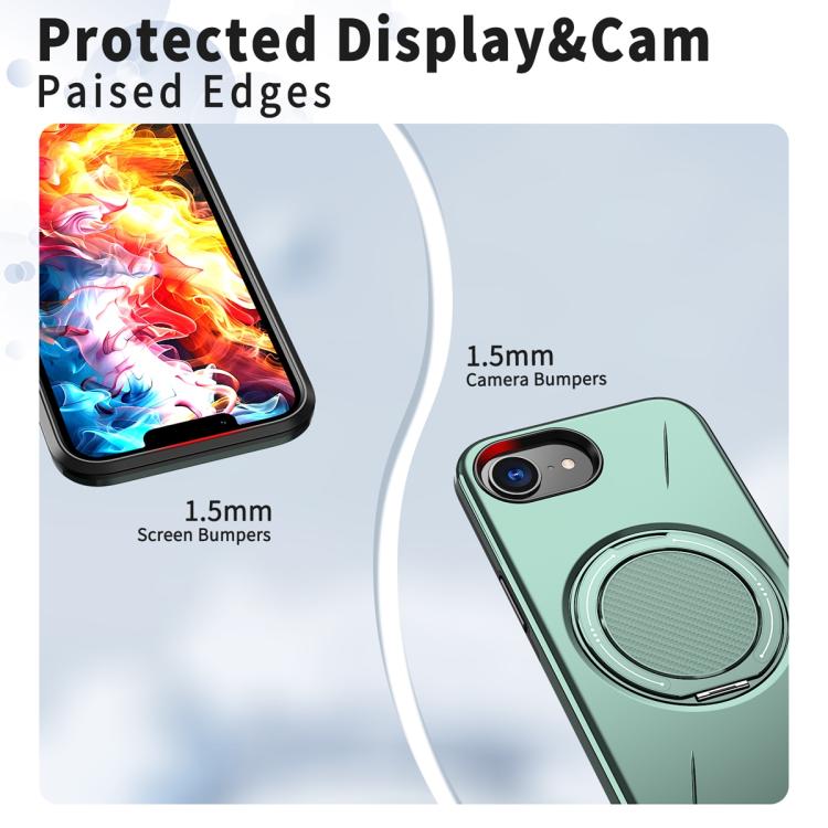For iPhone 17e / 16e Metal Rotation Holder MagSafe TPU Hybrid PC Phone Case