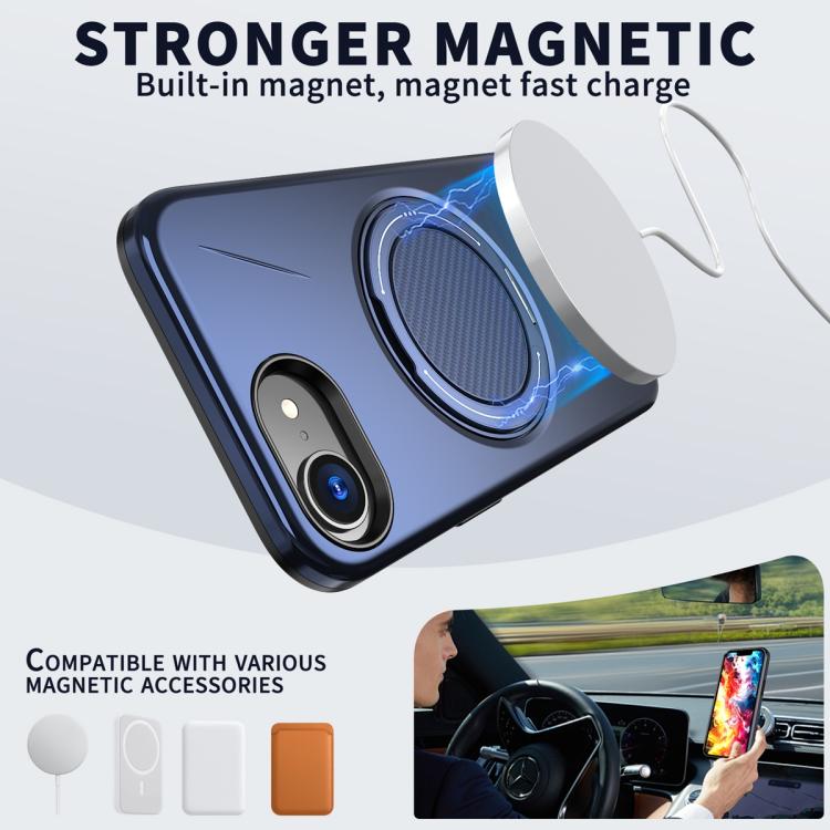 For iPhone 17e / 16e Metal Rotation Holder MagSafe TPU Hybrid PC Phone Case