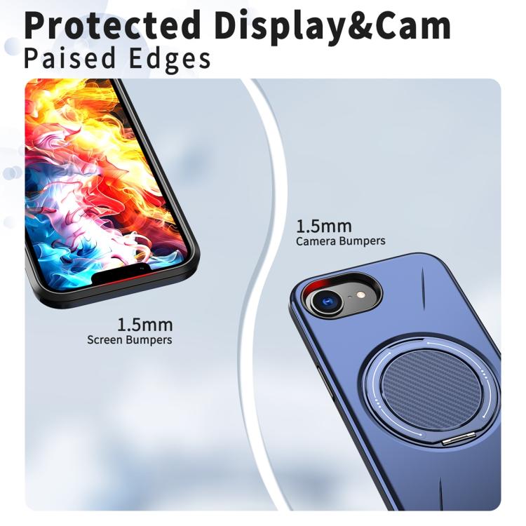 For iPhone 17e / 16e Metal Rotation Holder MagSafe TPU Hybrid PC Phone Case