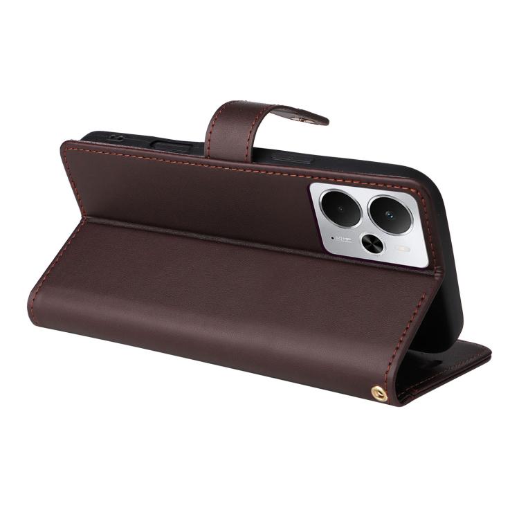 For Realme 14 / 14T 5G Six Card Slots Buckle Leather Phone Case with Lanyard