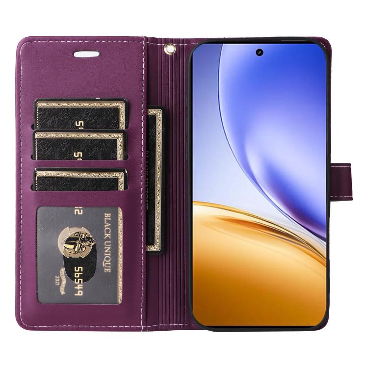 For Realme 14 / 14T 5G Six Card Slots Buckle Leather Phone Case with Lanyard