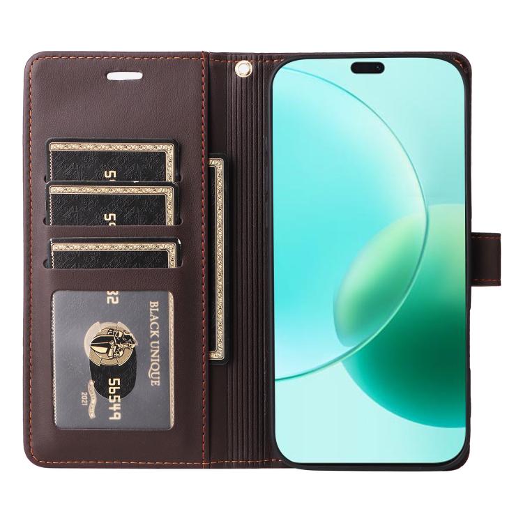For Honor 400 Lite Global Six Card Slots Buckle Leather Phone Case with Lanyard