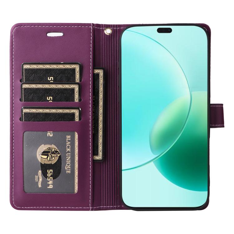 For Honor 400 Lite Global Six Card Slots Buckle Leather Phone Case with Lanyard