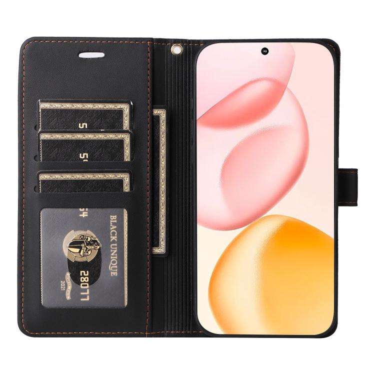 For Honor 400 Global 156.5mm Six Card Slots Buckle Leather Phone Case with Lanyard
