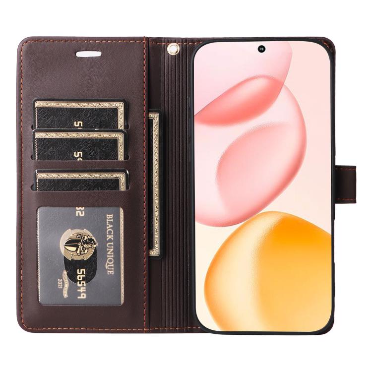 For Honor 400 Global 156.5mm Six Card Slots Buckle Leather Phone Case with Lanyard