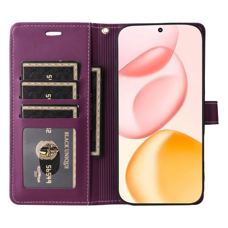 For Honor 400 Global 156.5mm Six Card Slots Buckle Leather Phone Case with Lanyard