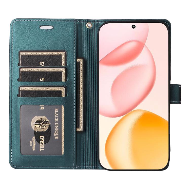 For Honor 400 Global 156.5mm Six Card Slots Buckle Leather Phone Case with Lanyard