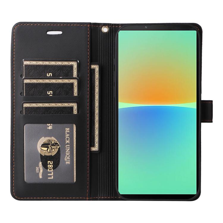 For Sony Xperia 10 IV Six Card Slots Buckle Leather Phone Case with Lanyard
