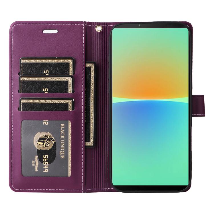 For Sony Xperia 10 IV Six Card Slots Buckle Leather Phone Case with Lanyard