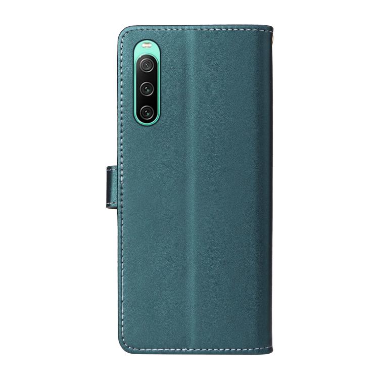 For Sony Xperia 10 IV Six Card Slots Buckle Leather Phone Case with Lanyard