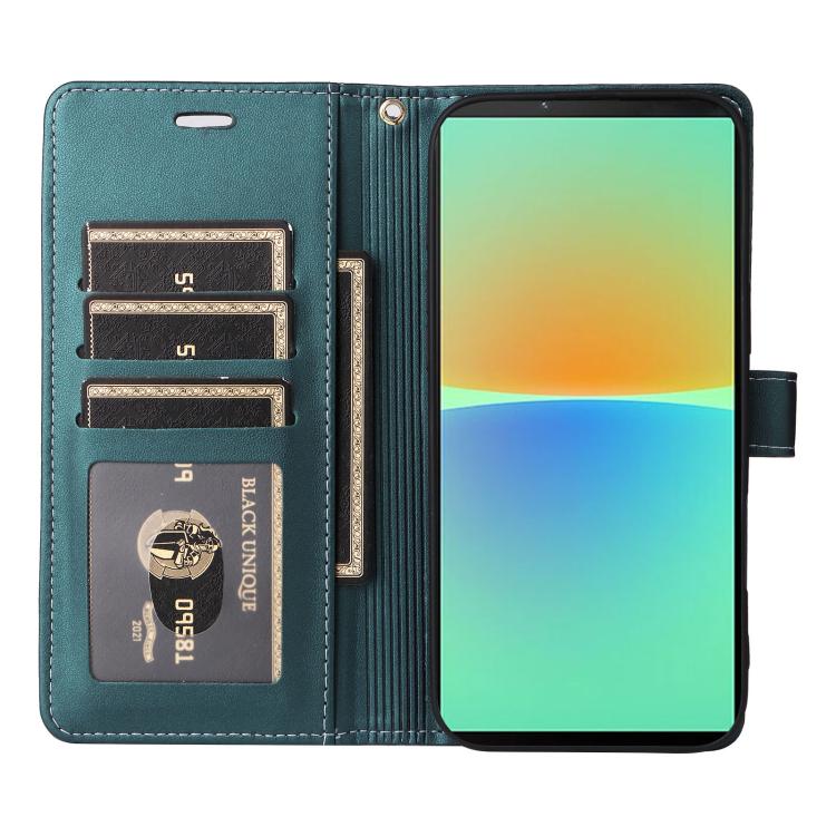 For Sony Xperia 10 IV Six Card Slots Buckle Leather Phone Case with Lanyard