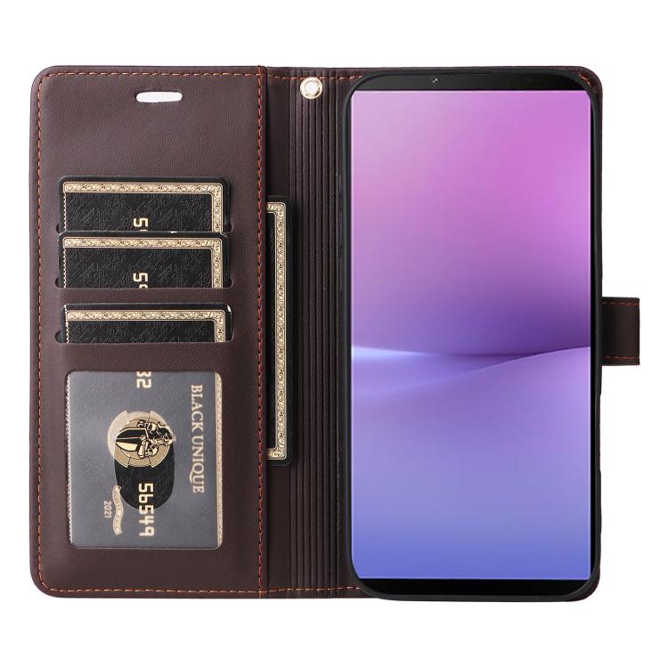 For Sony Xperia 10 V Six Card Slots Buckle Leather Phone Case with Lanyard