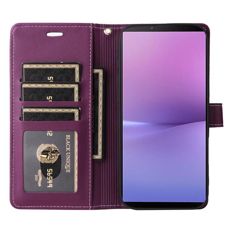 For Sony Xperia 10 V Six Card Slots Buckle Leather Phone Case with Lanyard