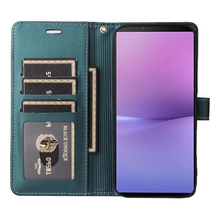 For Sony Xperia 10 V Six Card Slots Buckle Leather Phone Case with Lanyard