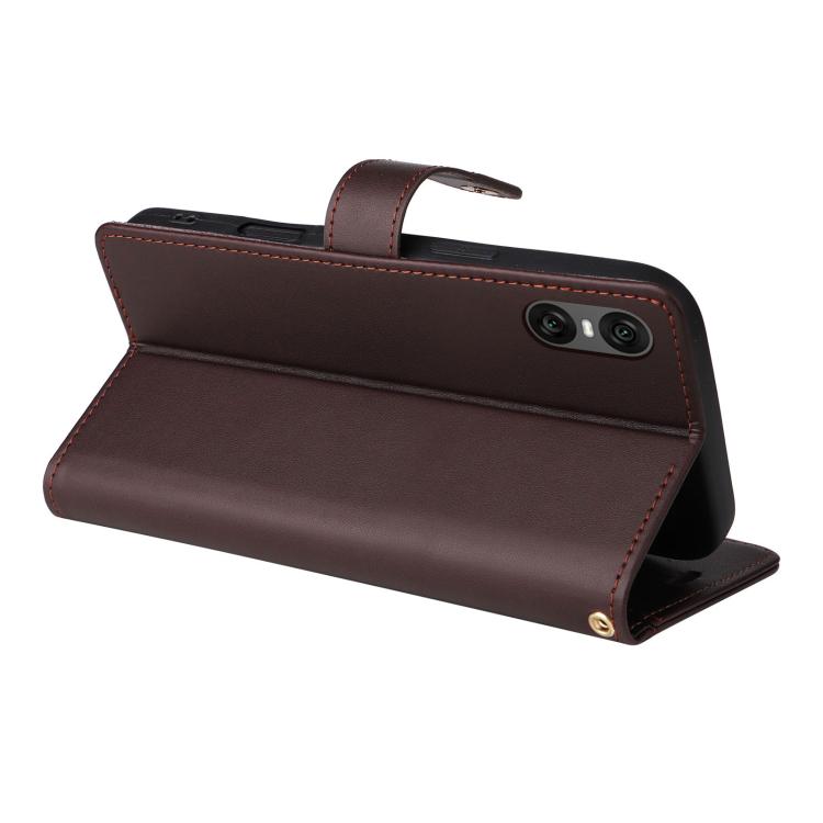 For Sony Xperia 10 VI Six Card Slots Buckle Leather Phone Case with Lanyard