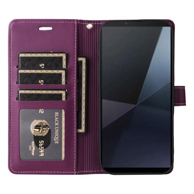 For Sony Xperia 10 VI Six Card Slots Buckle Leather Phone Case with Lanyard
