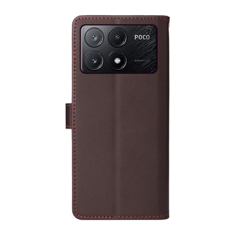 For Xiaomi Poco X6 Pro / Redmi K70E Six Card Slots Buckle Leather Phone Case with Lanyard