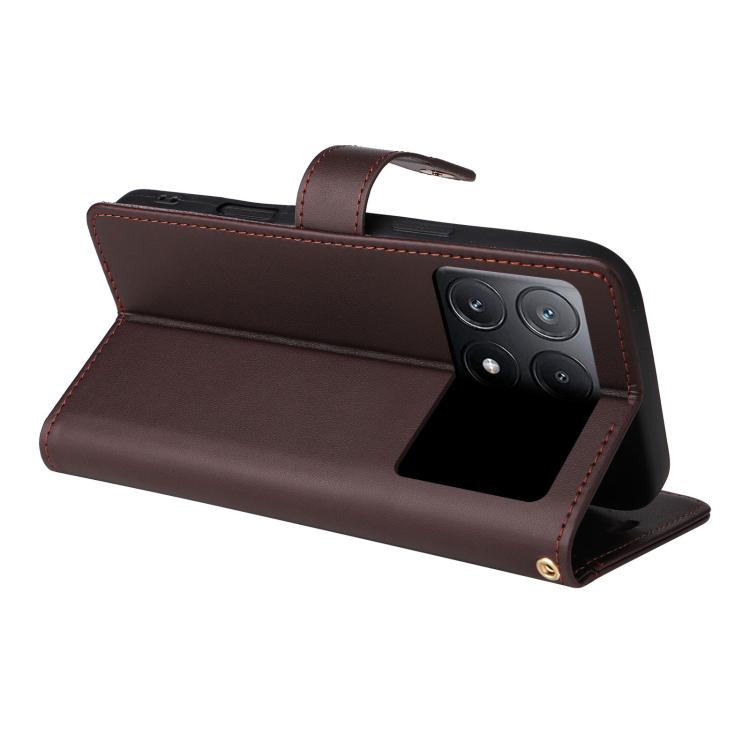 For Xiaomi Poco X6 Pro / Redmi K70E Six Card Slots Buckle Leather Phone Case with Lanyard