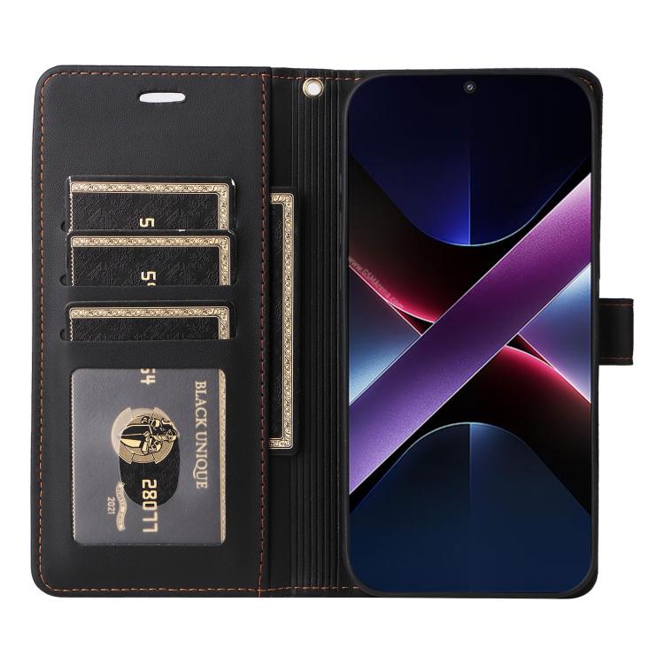 For Xiaomi Poco X7 Pro Six Card Slots Buckle Leather Phone Case with Lanyard