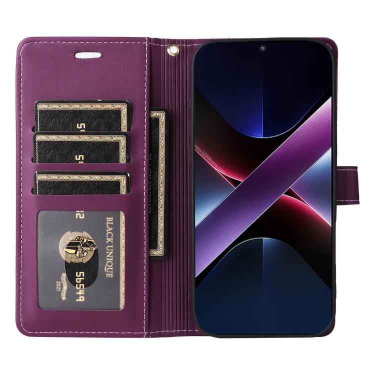 For Xiaomi Poco X7 Pro Six Card Slots Buckle Leather Phone Case with Lanyard