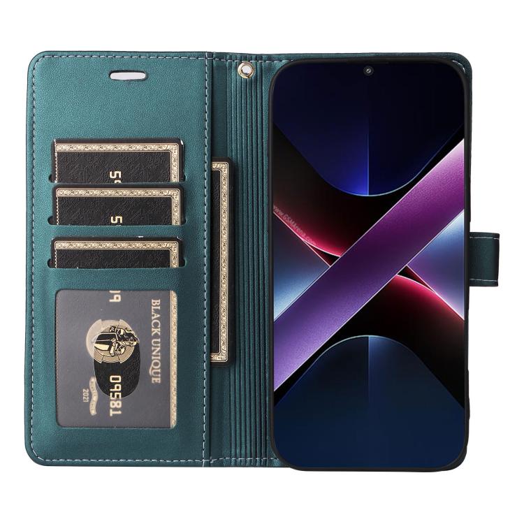 For Xiaomi Poco X7 Pro Six Card Slots Buckle Leather Phone Case with Lanyard