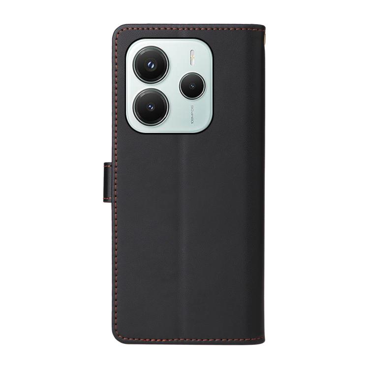 For Redmi Note 14 5G Six Card Slots Buckle Leather Phone Case with Lanyard