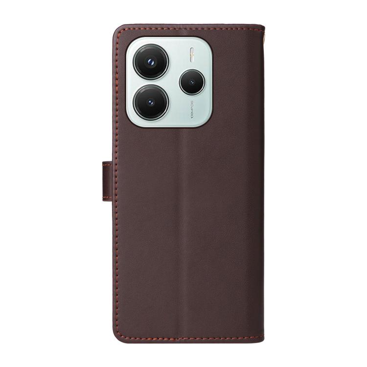 For Redmi Note 14 5G Six Card Slots Buckle Leather Phone Case with Lanyard