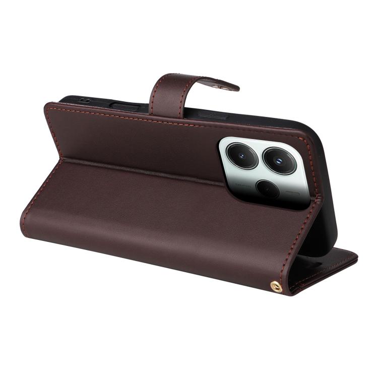 For Redmi Note 14 5G Six Card Slots Buckle Leather Phone Case with Lanyard