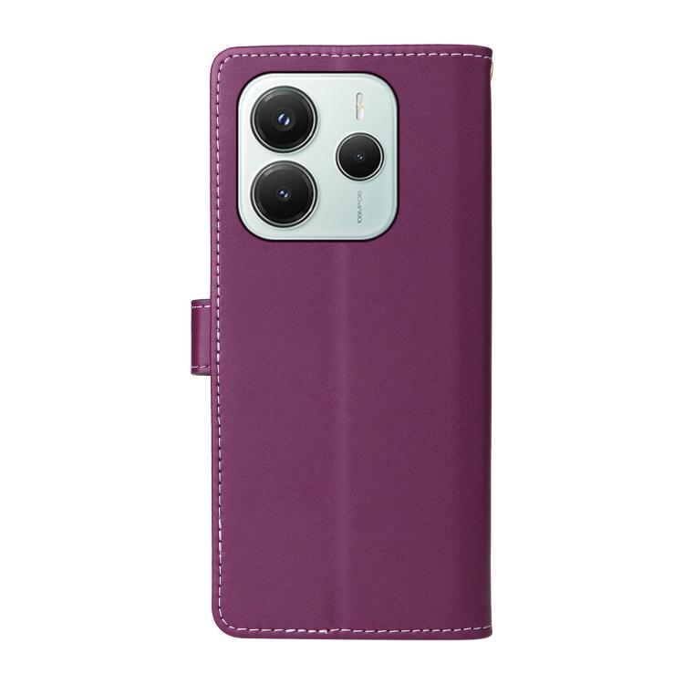 For Redmi Note 14 5G Six Card Slots Buckle Leather Phone Case with Lanyard