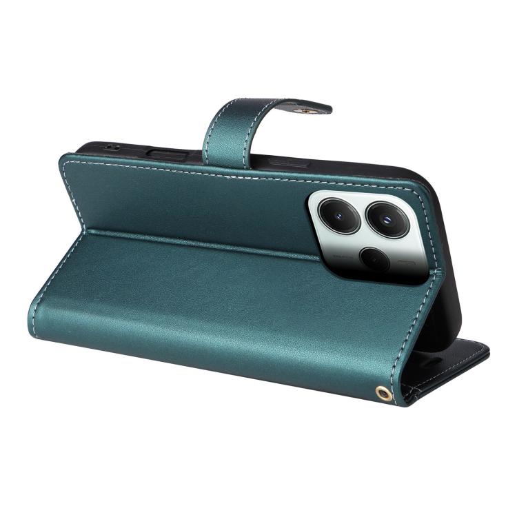 For Redmi Note 14 5G Six Card Slots Buckle Leather Phone Case with Lanyard