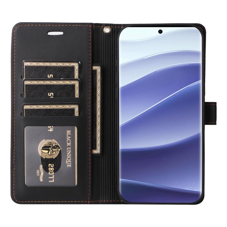 For Redmi Note 14 Pro 5G / 4G Six Card Slots Buckle Leather Phone Case with Lanyard