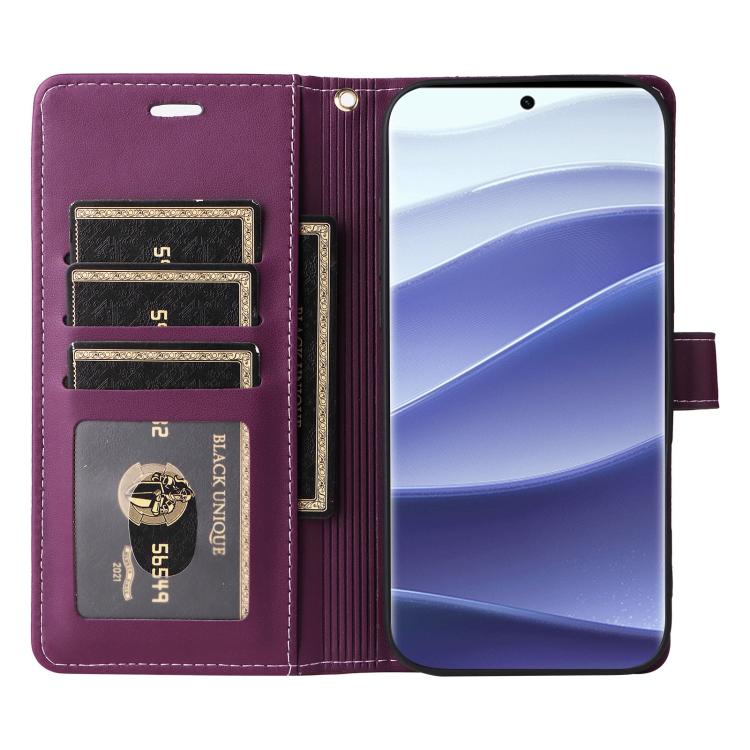 For Redmi Note 14 Pro 5G / 4G Six Card Slots Buckle Leather Phone Case with Lanyard