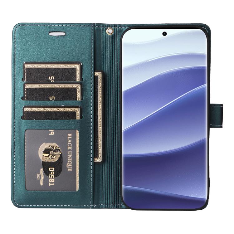 For Redmi Note 14 Pro 5G / 4G Six Card Slots Buckle Leather Phone Case with Lanyard