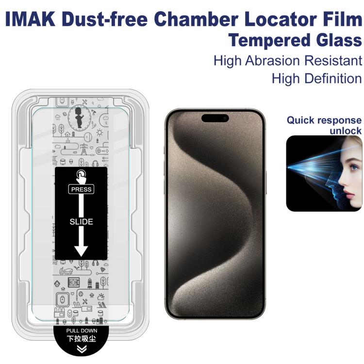 For iPhone 15 Pro Max imak Dust-free Chamber Locator H Series Tempered Glass Film