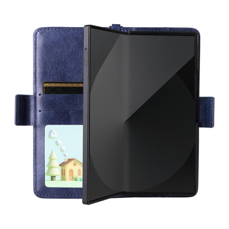 For Samsung Galaxy Z Fold2 5G Multi-card Slots Crossbody Cowhide Leather Phone Case