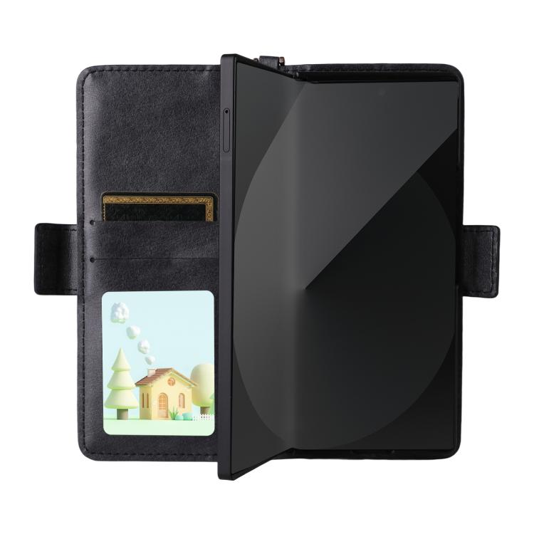 For Samsung Galaxy Z Fold2 5G Multi-card Slots Crossbody Cowhide Leather Phone Case