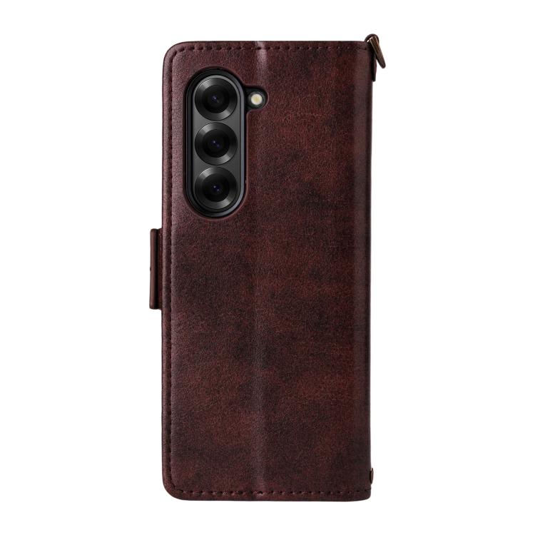 For Samsung Galaxy Z Fold5 5G Multi-card Slots Crossbody Cowhide Leather Phone Case