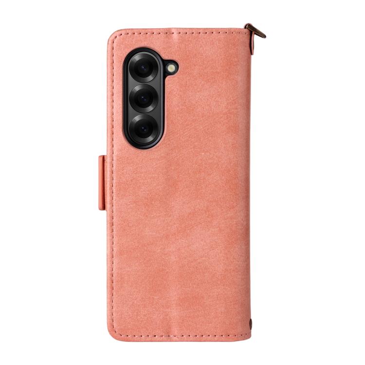 For Samsung Galaxy Z Fold5 5G Multi-card Slots Crossbody Cowhide Leather Phone Case