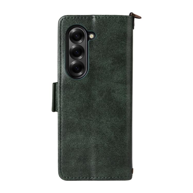 For Samsung Galaxy Z Fold5 5G Multi-card Slots Crossbody Cowhide Leather Phone Case