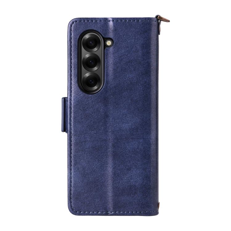 For Samsung Galaxy Z Fold6 5G Multi-card Slots Crossbody Cowhide Leather Phone Case