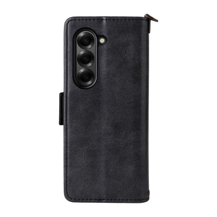 For Samsung Galaxy Z Fold7 5G Multi-card Slots Crossbody Cowhide Leather Phone Case